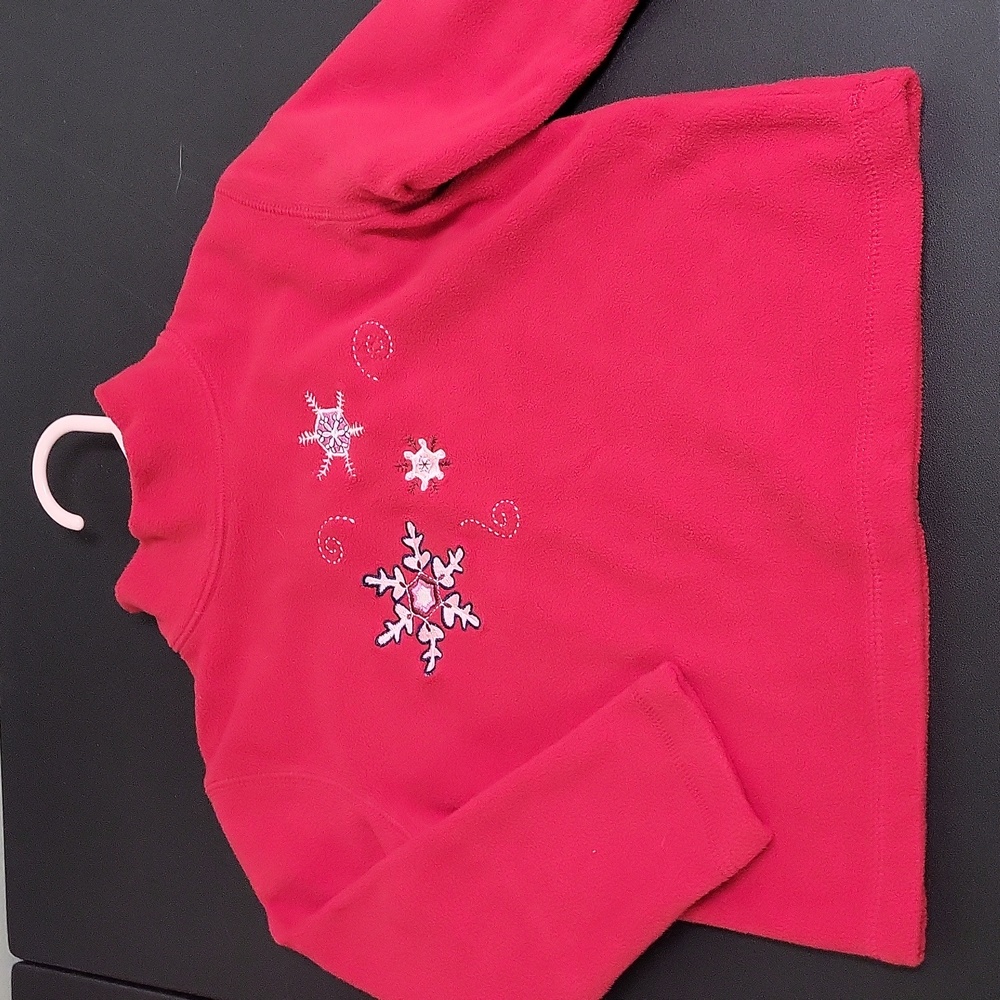 Sonoma Red Fleece Mock-Neck Sweatshirt with Snowflakes